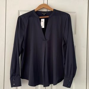 NWT Banana Republic Navy Silky Blouse Large